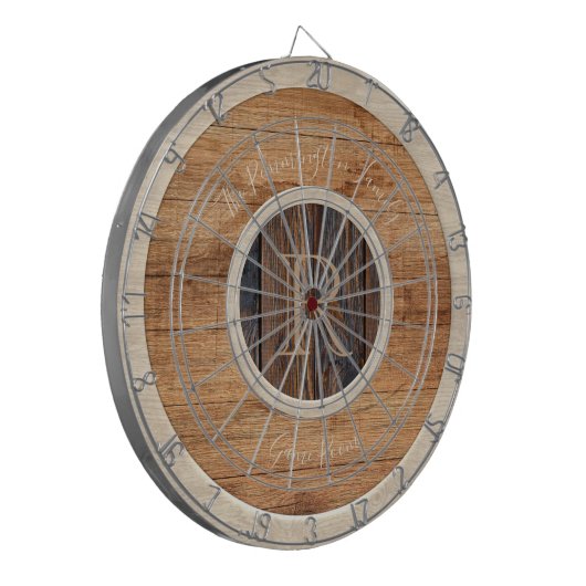 Rustic Wood Tone Monogram Tan en Brown Dart Board Dartbord (Voorkant Links)