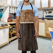 Rustic Wood Tone Monogram Tan en bruin Schort