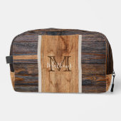 Rustic Wood Tone Monogram Toilettasje (Voorkant)
