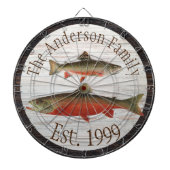 Rustic Wood tone Monogram Vliegforel Dartbord (Voorkant)