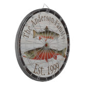 Rustic Wood tone Monogram Vliegforel Dartbord (Voorkant Links)