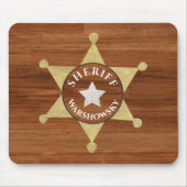 Rustic Wood tone Sheriff Badge Star, Browns Muismat (Voorkant)