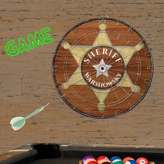 Rustic Wood tone Sheriff Badge Star, Browns Wood D Dartbord