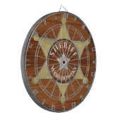 Rustic Wood tone Sheriff Badge Star, Browns Wood D Dartbord (Voorkant Links)
