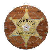 Rustic Wood tone Sheriff Badge Star, Browns Wood Dartbord (Voorkant)