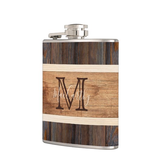 Rustic Wood Tone Stripe Brown Heupfles (Links)