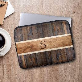 Rustic Wood Tone Stripe Brown Laptop Sleeve