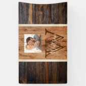 Rustic Wood Tone Stripe Monogram Foto Spandoek (Verticaal)