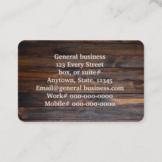Rustic Wood Tone Visitekaartje (Achterkant)