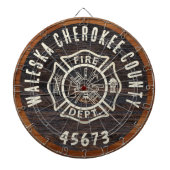 Rustic Wood tone vuurman embleem Dartbord (Voorkant)