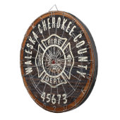 Rustic Wood tone vuurman embleem Dartbord (Voorkant Rechts)