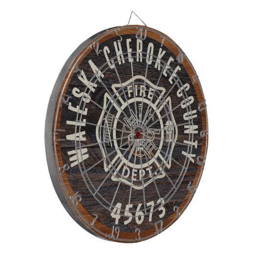 Rustic Wood tone vuurman embleem Dartbord (Voorkant Links)