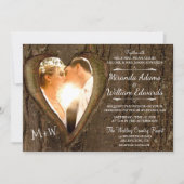 Rustic Wood Tree Heart Photo Wedding Kaart (Voorkant)