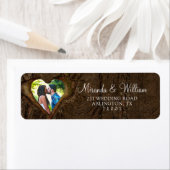 Rustic Wood Tree Heart Weddenschap Etiket (Insitu)