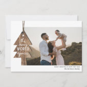 Rustic Wood Tree Ornament Foto met Kerstmis Feestdagenkaart (Voorkant)