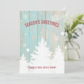 Rustic Wood Tree Season's Greeting Business Feestdagenkaart (Staand voorkant)