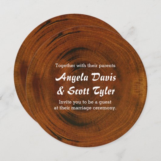 Rustic Wood Tree Stump Country Wedding Uitnodiging (Voorkant / Achterkant)