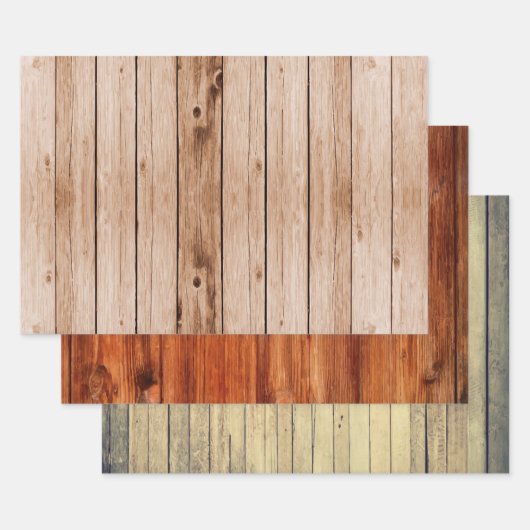 Rustic Wood Trio Inpakpapier Vel (Set)