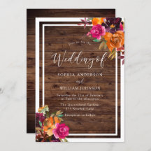 Rustic Wood Tropical Autumn Flowers Wedding