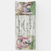 Rustic Wood trouwfoto afbeelding Welkom Spandoek (Verticaal)