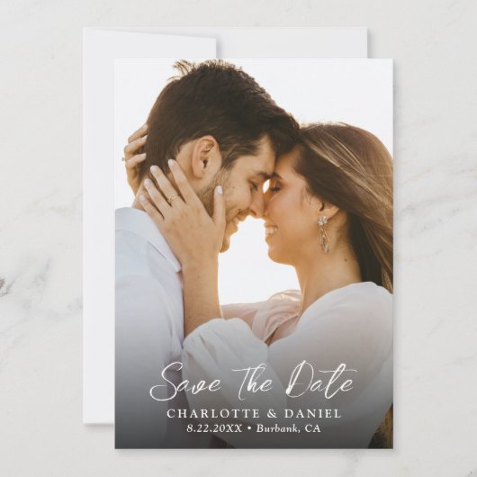 Rustic Wood Trouwfoto Sla de datum Kaart (Voorkant)