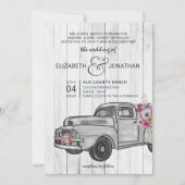 Rustic Wood  Truck Boho Wedding Invitation Kaart (Voorkant)
