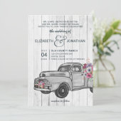 Rustic Wood Truck Boho Wedding Invitation Kaart (Staand voorkant)