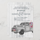 Rustic Wood Truck Boho Wedding Invitation Kaart (Voorkant / Achterkant)