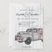 Rustic Wood Truck Boho Wedding Invitation Kaart (Voorkant)