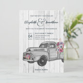 Rustic Wood  Truck Boho Wedding Invitation Kaart (Staand voorkant)