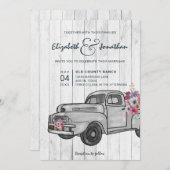 Rustic Wood  Truck Boho Wedding Invitation Kaart (Voorkant / Achterkant)