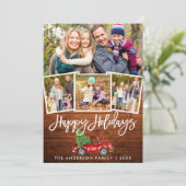 Rustic Wood Truck Brusch 4 Foto Feestdagenkaart (Staand voorkant)