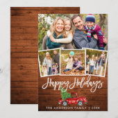 Rustic Wood Truck Brusch 4 Foto Feestdagenkaart (Voorkant / Achterkant)