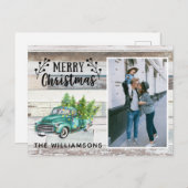 Rustic Wood  Truck Script-kerstfoto Feestdagenkaart (Voorkant / Achterkant)