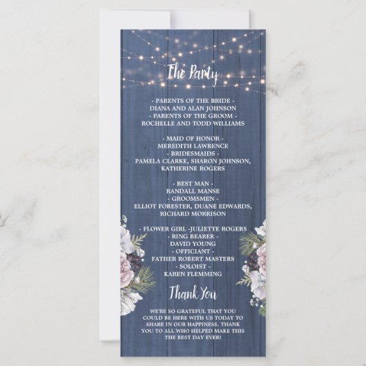 Rustic Wood Twinkle Lights Foto Floral Program (Achterkant)