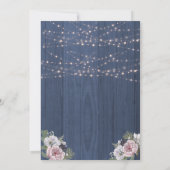Rustic Wood Twinkle Lights Foto Floral Wedding Kaart (Achterkant)