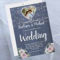 Rustic Wood Twinkle Lights Foto Floral Wedding