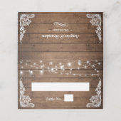 Rustic Wood Twinkle Lights Lace Wedding Plaatskaartje (Buitenkant ongevouwen)
