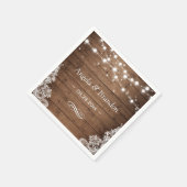 Rustic Wood Twinkle Lights Lace Wedding Servet (Hoek)