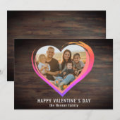 Rustic Wood Two Hearts Photo Happy Valentijn Day Feestdagenkaart (Voorkant / Achterkant)