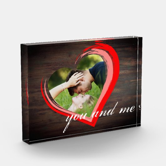 Rustic Wood Two Hearts Photo Valentijn Day Fotoblokken (Links)