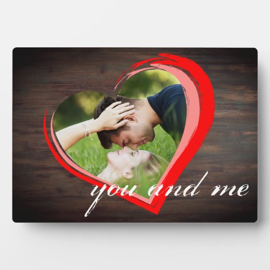 Rustic Wood Two Hearts Photo Valentijn Day Fotoplaat (voorkant)