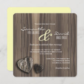 Rustic Wood Two Hearts Wedding Kaart (Voorkant / Achterkant)