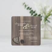 Rustic Wood Two Hearts Wedding Kaart (Staand voorkant)