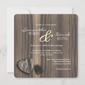Rustic Wood Two Hearts Wedding Kaart (Voorkant)