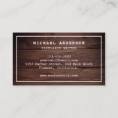 Rustic Wood Typewriter Professioneel Schrijver Visitekaartje (Achterkant)