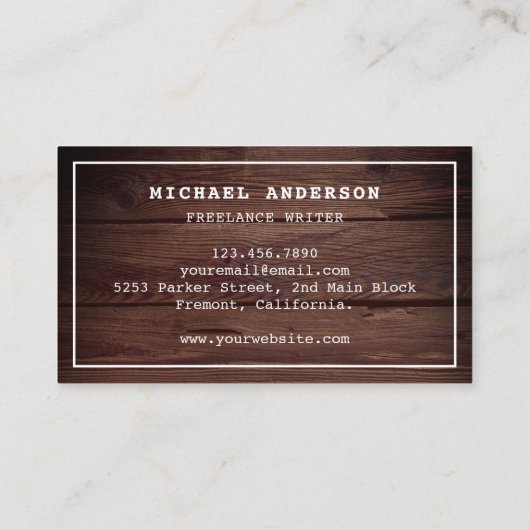Rustic Wood  Typewriter Professioneel Schrijver Visitekaartje (Achterkant)
