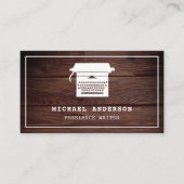 Rustic Wood Typewriter Professioneel Schrijver Visitekaartje (Voorkant)