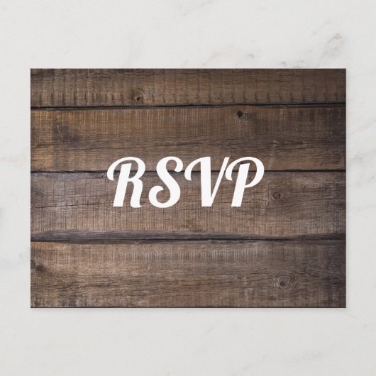 Rustic Wood Typografie RSVP Briefkaart (Voorkant)
