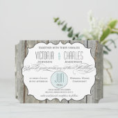 Rustic Wood Typography Wedding Invitations Kaart (Staand voorkant)